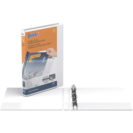 QuickFit D-Ring View Binders - 5/8" Binder Capacity - Letter - 8 1/2" x 11" Sheet Size - 150 Sheet Capacity - Fastener(s): D-Ring - Pocket(s): 2, Internal - Vinyl - White - Recycled - Print-transfer Resistant, PVC-free, Exposed Rivet - 1 Each