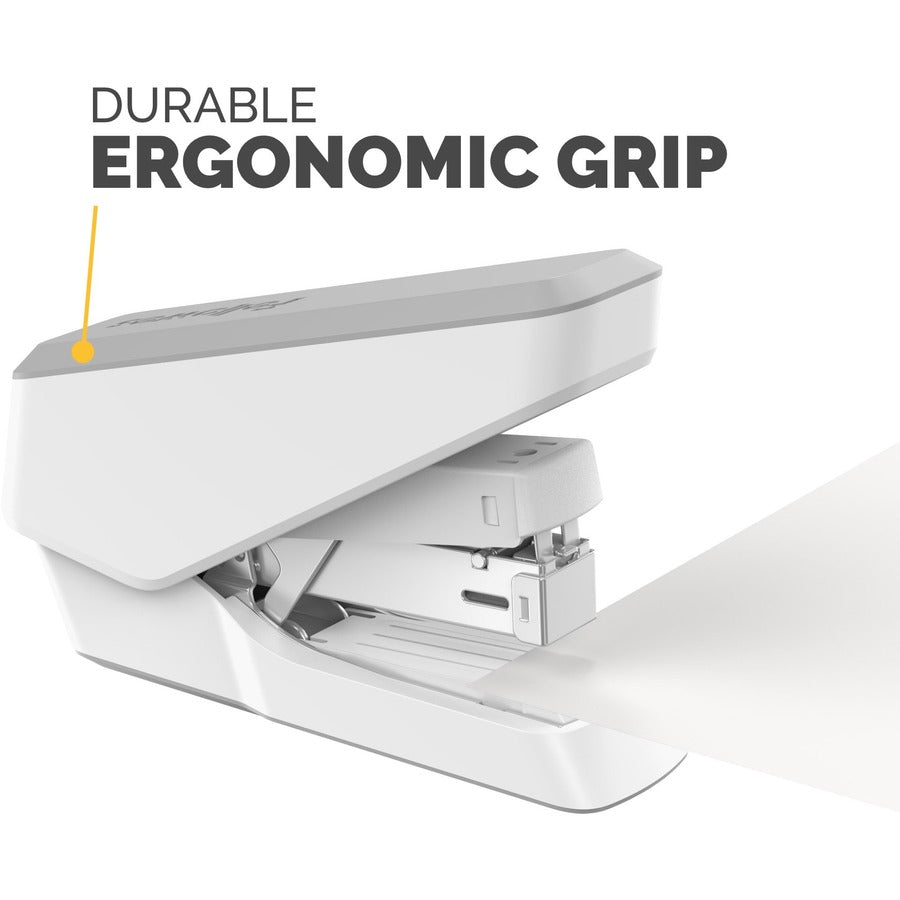 Fellowes EasyPress Half Strip Stapler - Staples Upto 40 Sheet - Holds Upto 105 Staple - Half Strip - Staple Size: 0.25" - White - 1 Each
