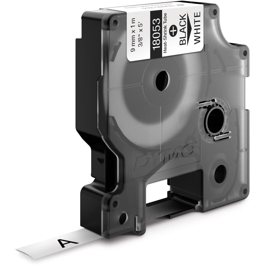 Dymo Rhino Heat Shrink Tube Labels - 23/64" Width x 59 1/16" Length - Rectangle - Thermal Transfer - Black on White - Polyolefin - Heat-shrinkable - 1 Each