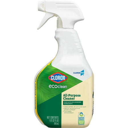 CloroxPro&trade; EcoClean All-Purpose Cleaner Spray - 32 fl oz (1 quart) - Bio-based, Paraben-free, Dye-free, Phthalate-free, Chemical-free, Fume-free, Residue-free - Green, White - 1 Each