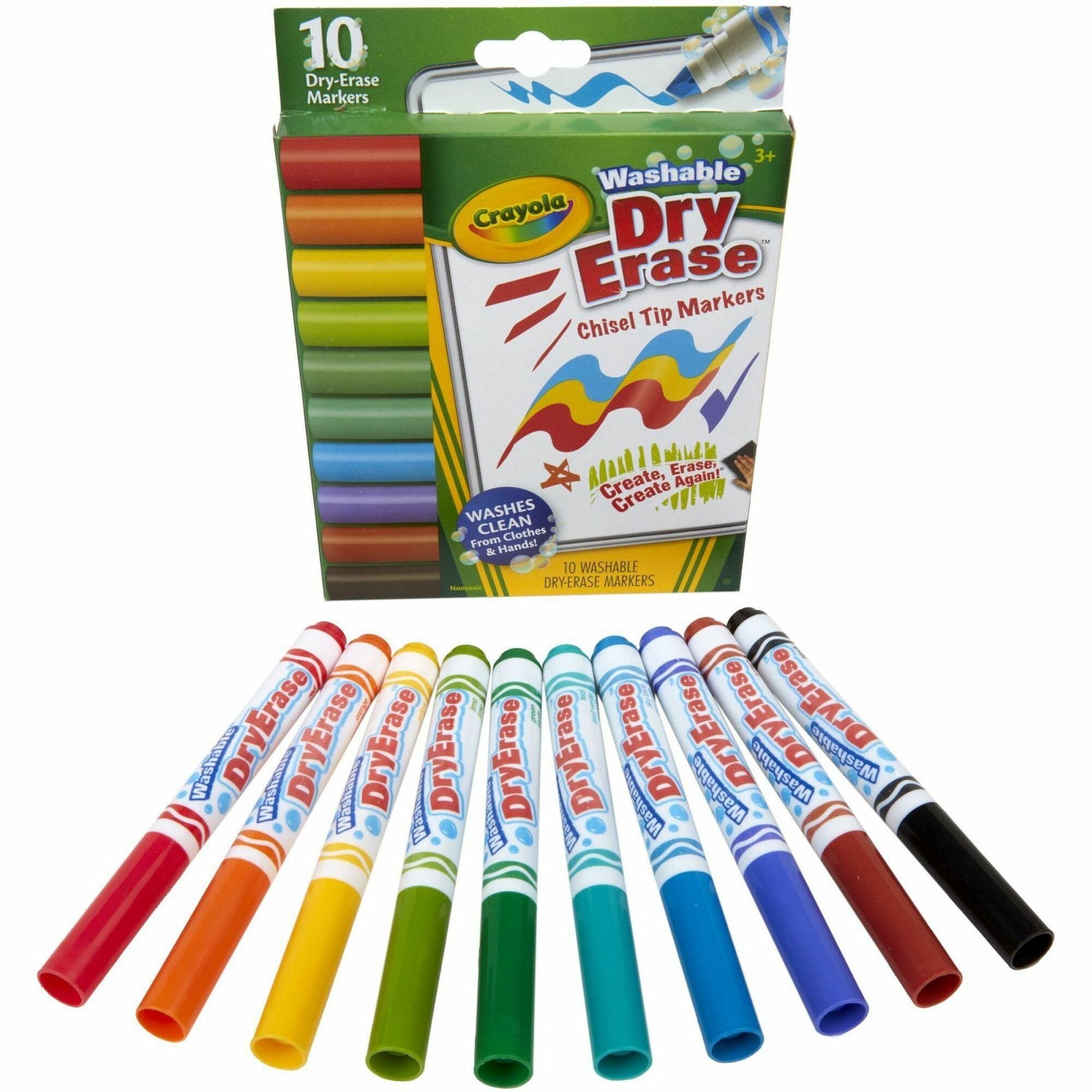 Crayola Washable Dura-Wedge Tip Dry-Erase Markers - Erasable - Washable - 10 / Pack