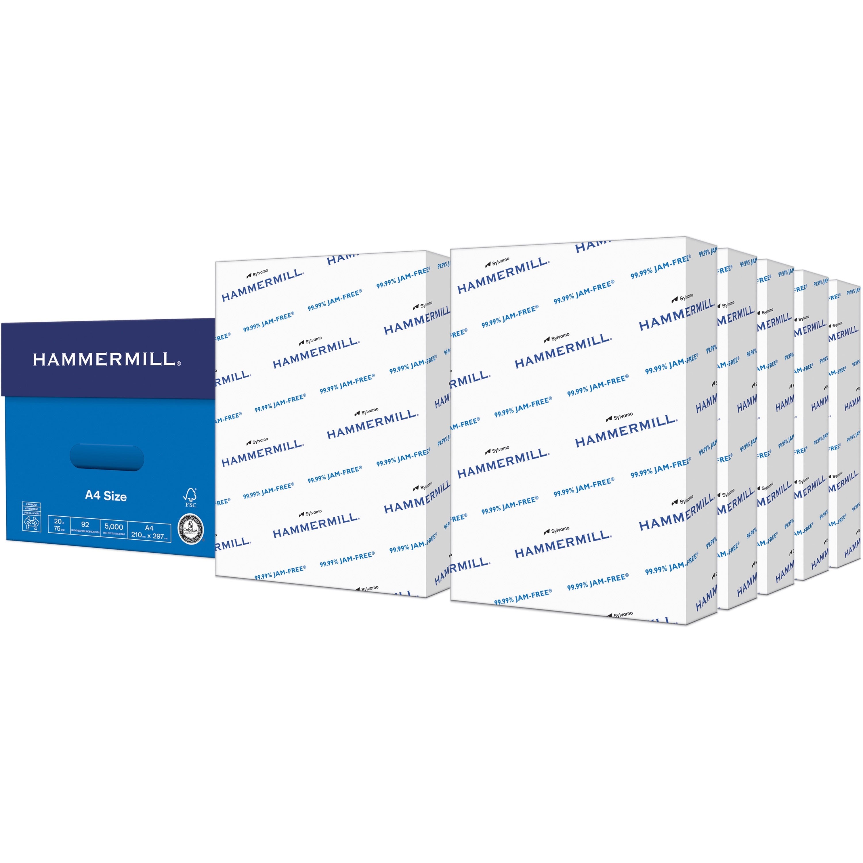 Hammermill Copy Plus Paper - White - A4 - 8 17/64" x 11 11/16" - 20 lb Basis Weight - Jam-free, Acid-free - White - 500 Sheets per Ream - 10 / Carton