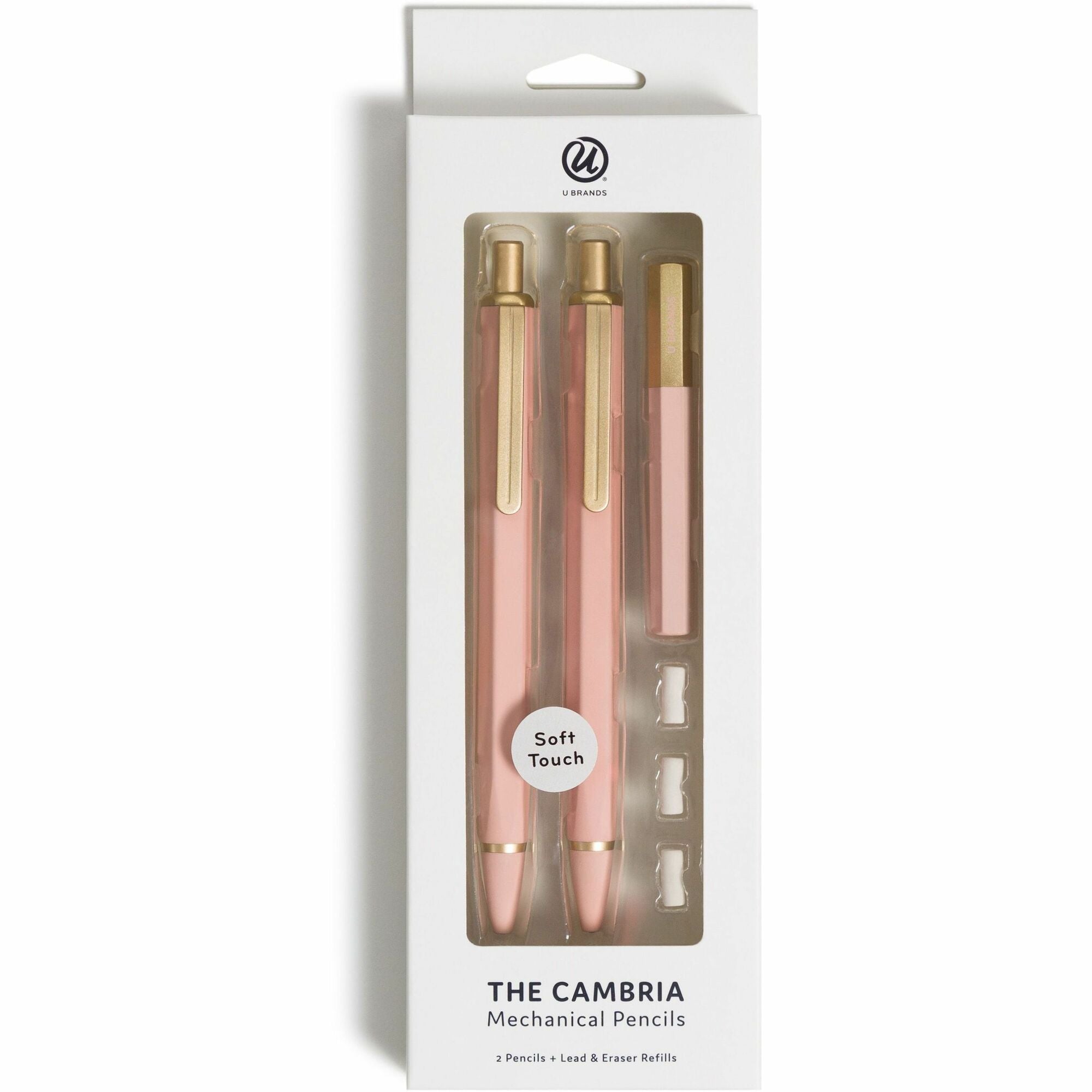 U Brands Cambria Mechanical Pencils - #2 - Refillable - Matte Blush Barrel - 2 / Pack