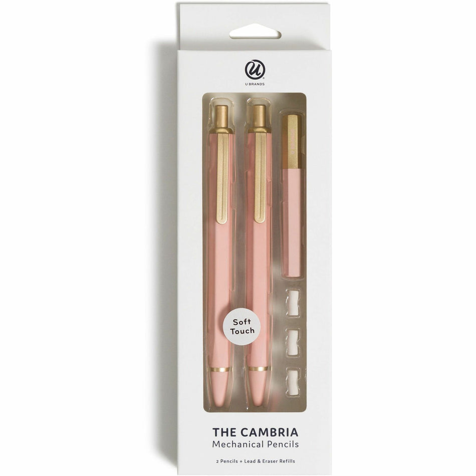U Brands Cambria Mechanical Pencils - #2 - Refillable - Matte Blush Barrel - 2 / Pack