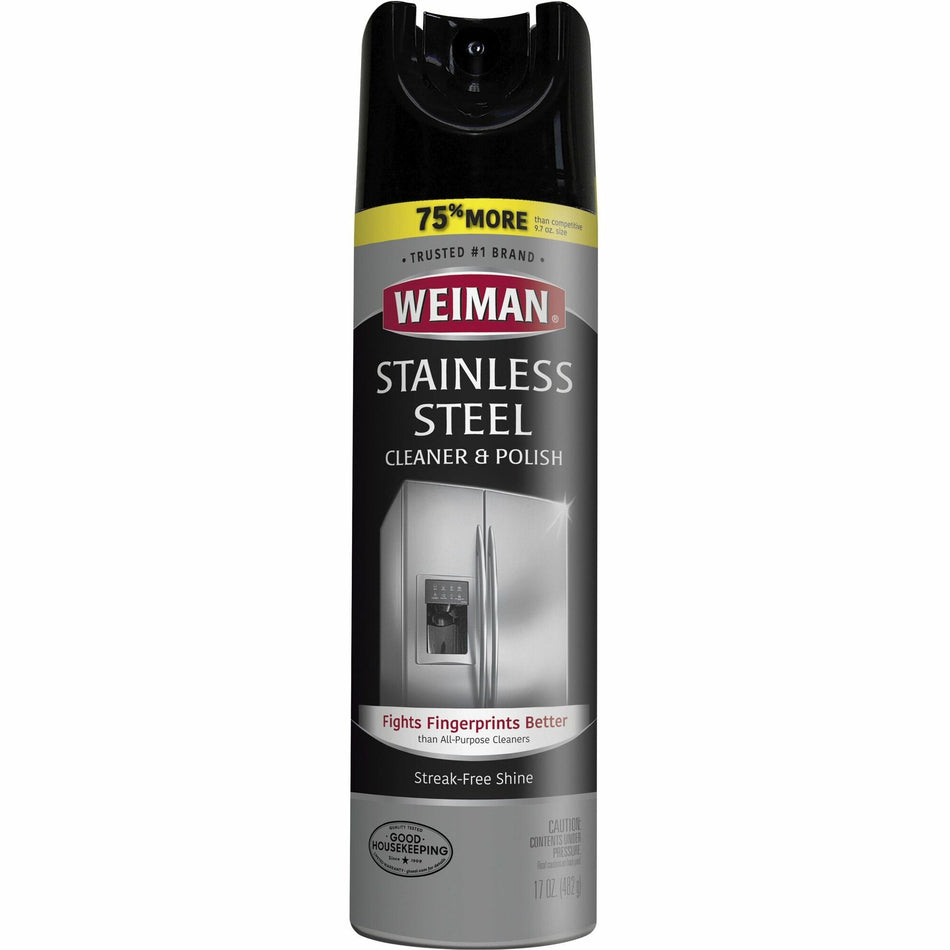 Weiman Stainless Steel Cleaner/Polish - 17 oz (1.06 lb) - Streak-free, Fingerprint Resistant, Dust Resistant, Dirt Resistant, pH Neutral - Clear - 1 Each