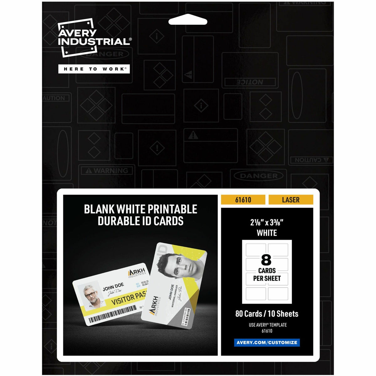 Avery® ID Card - Rectangular Shape - Double Sided - Durable, Hand Writable, Printable, Water Proof, Chemical Resistant, Abrasion Resistant, Tear Resistant, UV Resistant - Industrial, Conference, Business, Card - PET - White - 80 / Pack