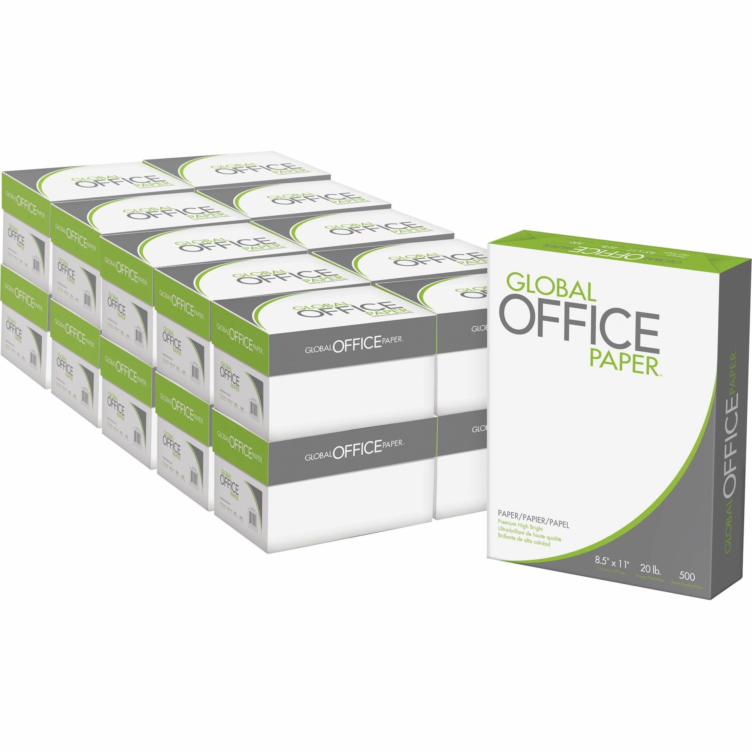 PALLET Global Office Premium Multipurpose Paper - White - 96 Brightness - Letter - 8 1/2" x 11" - 20 lb Basis Weight - White - 500 Sheets per Ream - 400 / Pallet