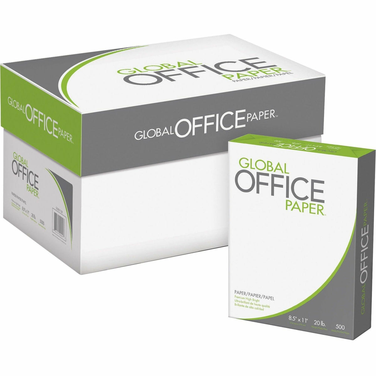 Global Office Premium Multipurpose Paper - White - 96 Brightness - Letter - 8 1/2" x 11" - 20 lb Basis Weight - White - 500 Sheets per Ream - 10 / Carton