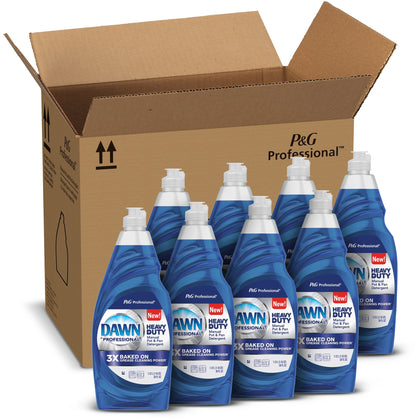 Dawn Heavy Duty Pot/Pan Detergent - 38 fl oz - Long Lasting - Blue - 8/Carton - Dish/Dishwasher Detergents