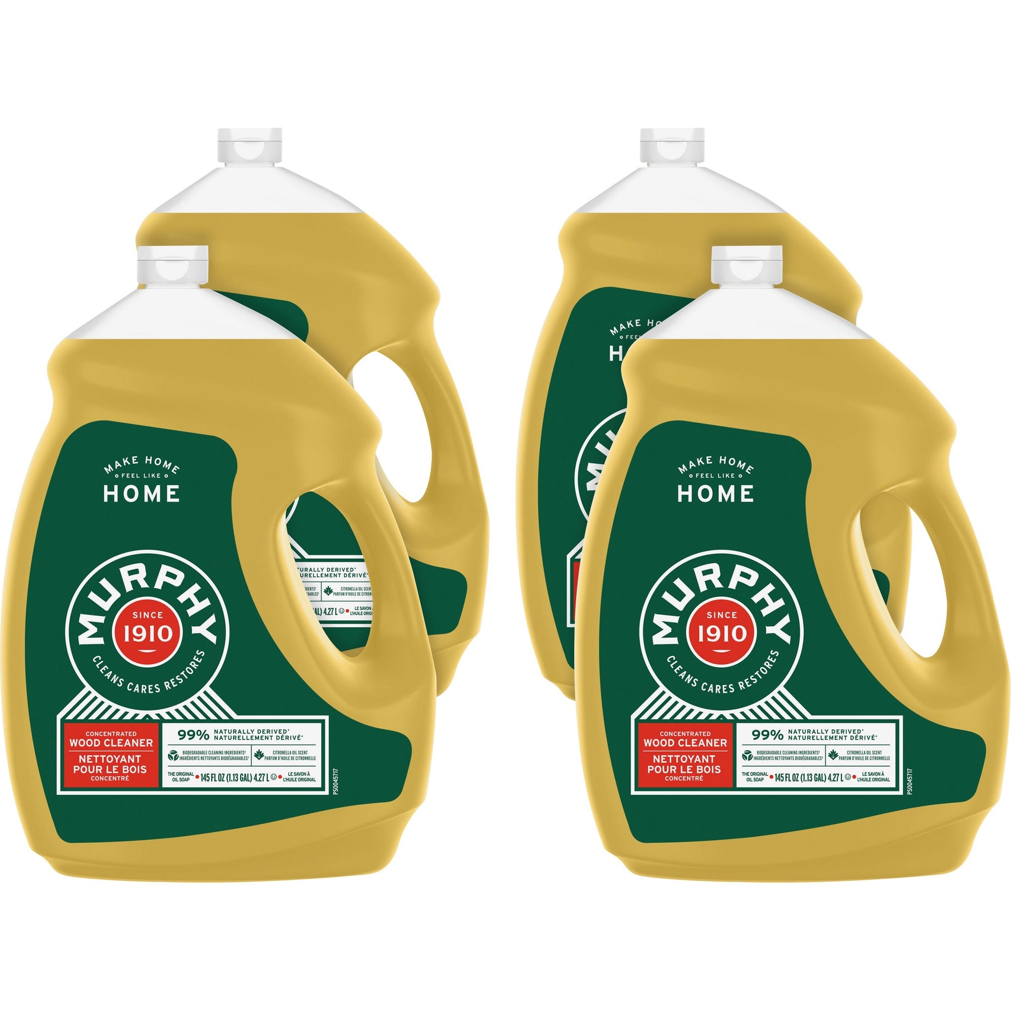 Murphy® Oil Soap Cleaner - Concentrate - 145 fl oz (4.5 quart) - Natural Scent - Ammonia-free, Bleach-free, Phosphate-free - Brown - 4 / Carton