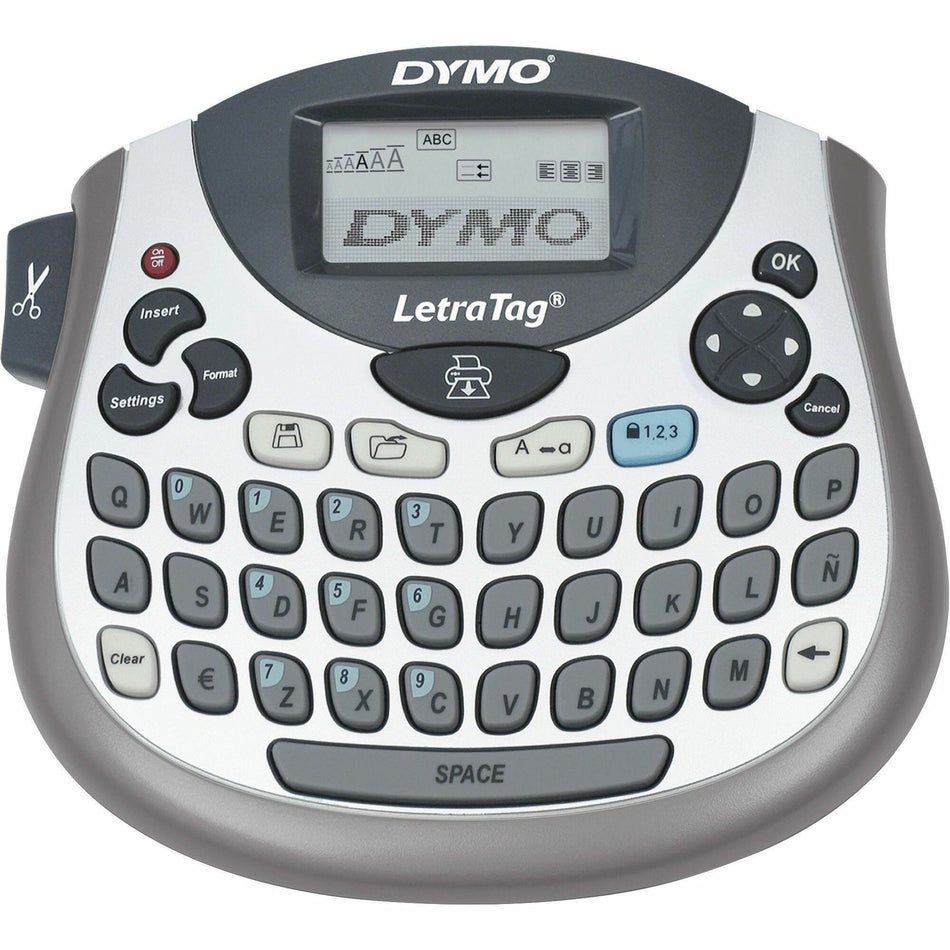 Dymo LetraTag 100T Label Maker - 5 Font Size - Battery - 4 Batteries Supported - AA - Blue - Handheld - Auto Power Off - for Home, Office