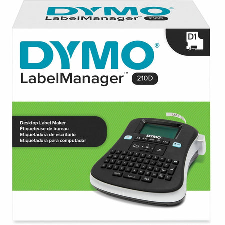 Dymo LabelManager 210D All-Purpose Label Maker - Tape - 0.25" , 0.38" , 0.50" - Black - Handheld - Internal Memory, Save Text, English Layout Keyboard, Portable - for Home, Office