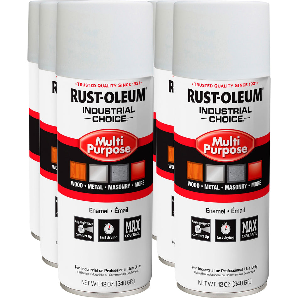 Rust-Oleum Industrial Choice Enamel Spray Paint - Liquid - White - 12 fl oz - 6 / Carton