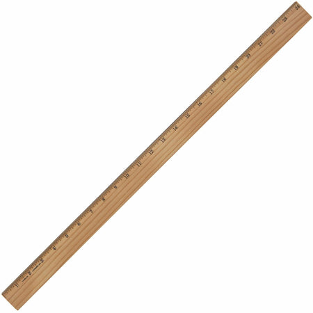Charles Leonard Office Ruler - 24" Length x 1.3" Width - Wood, Metal - Brown - 1 Each