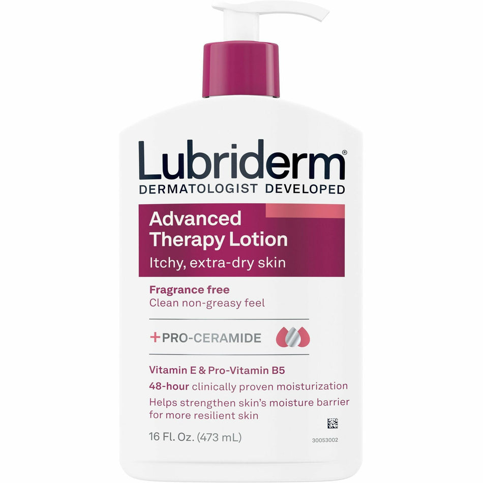 Lubriderm Advanced Therapy Lotion - Lotion - 16 fl oz - For Dry Skin - Skin - Moisturising, Absorbs Quickly, Fragrance-free, Non-greasy - 1 Each