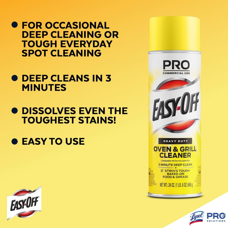Professional Easy-Off Heavy Duty Oven & Grill Cleaner - 24 fl oz (0.8 quart) - Lemon Floral Scent - Heavy Duty - White Aerosol Spray Can - 6 / Carton