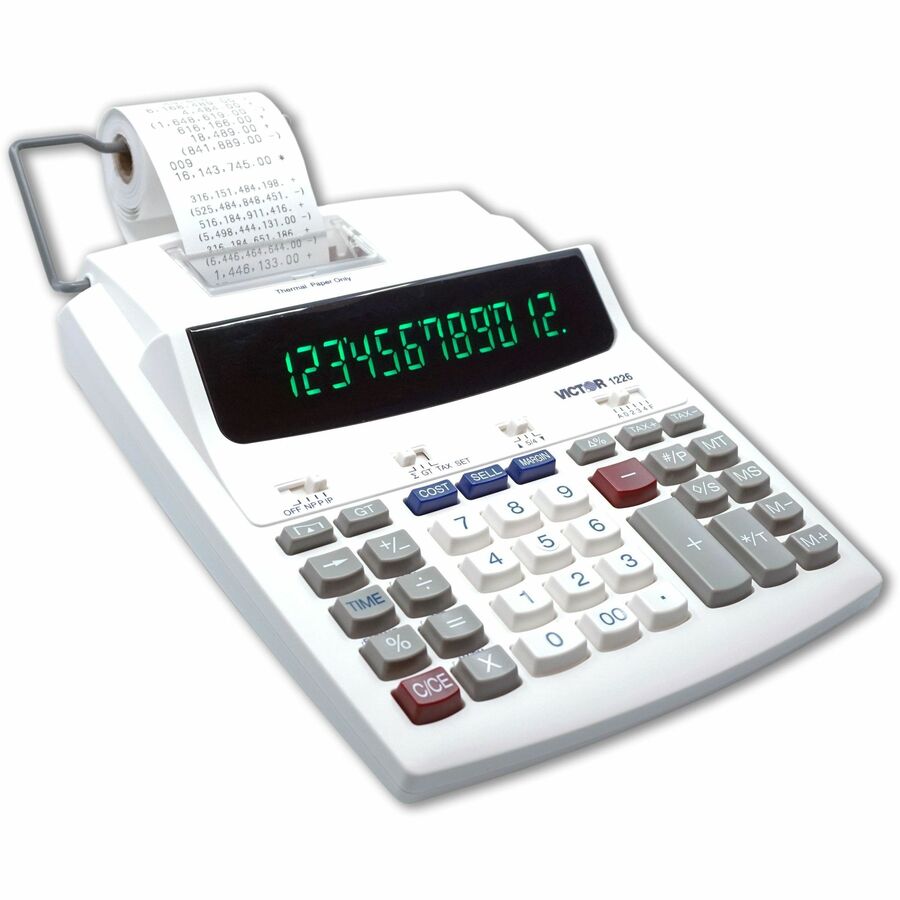 Victor 12-Digit Thermal Printing Calculator - Thermal - 12 Digits - LED - White - 1 Each