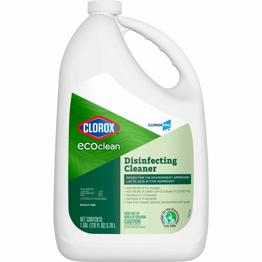 CloroxPro™ EcoClean Disinfecting Cleaner Refill - Ready-To-Use - 128 fl oz (4 quart) - Disinfectant, Bleach-free, Alcohol-free, Phosphate-free - Green, White - 4 / Carton
