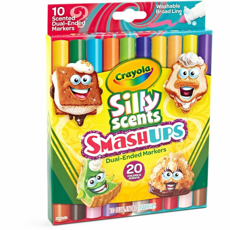 Crayola Silly Scents Dual-Ended Markers: Broad Point Washable Multi Ink - 10 Pack - Art Markers