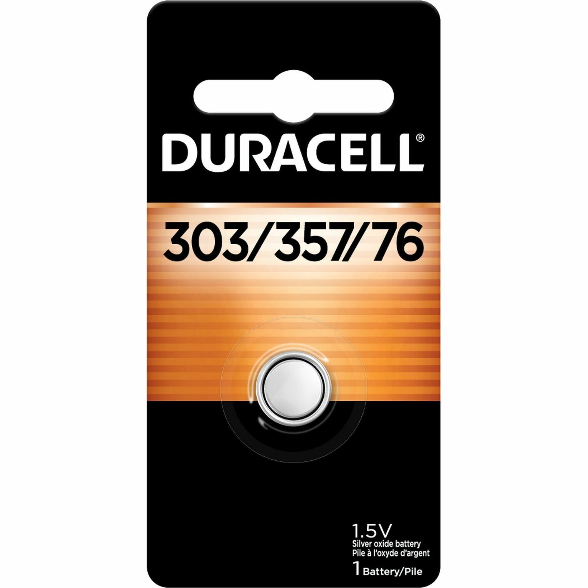 Duracell 303/357 Silver Oxide Battery - For Watch, Toy, Calculator, Medical Equipment - 1.5 V - 1 Each