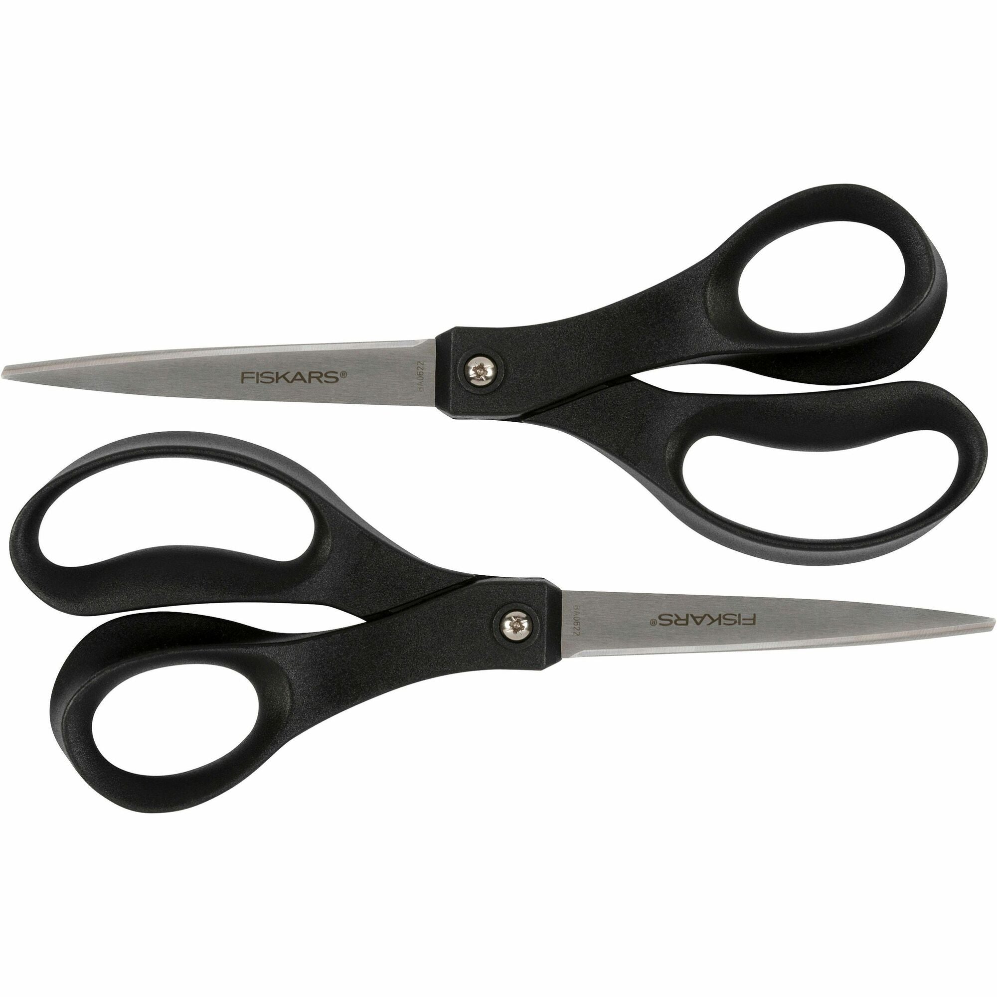 Fiskars Recycled All-purpose Scissors - Stainless Steel - Straight Tip - Black - 2 / Pack