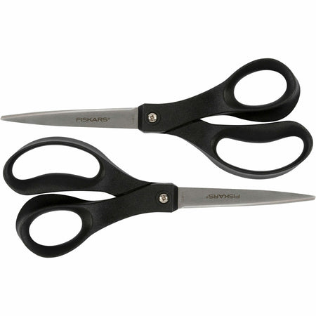 Fiskars Recycled All-purpose Scissors - Stainless Steel - Straight Tip - Black - 2 / Pack