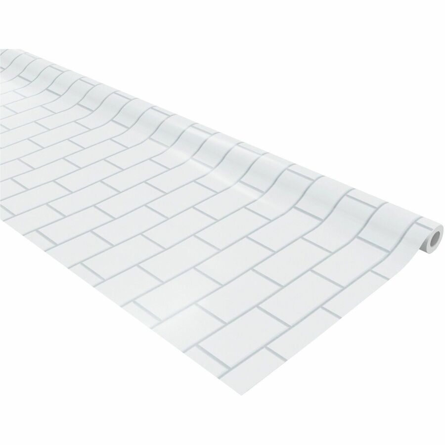 Fadeless Bulletin Board Paper Rolls - Classroom, Door, File Cabinet, School, Home, Office Project, Display, Table Skirting, Party, Decoration - 48" Width x 50 ft Length - White Subway Tile - Paper - 1 Roll