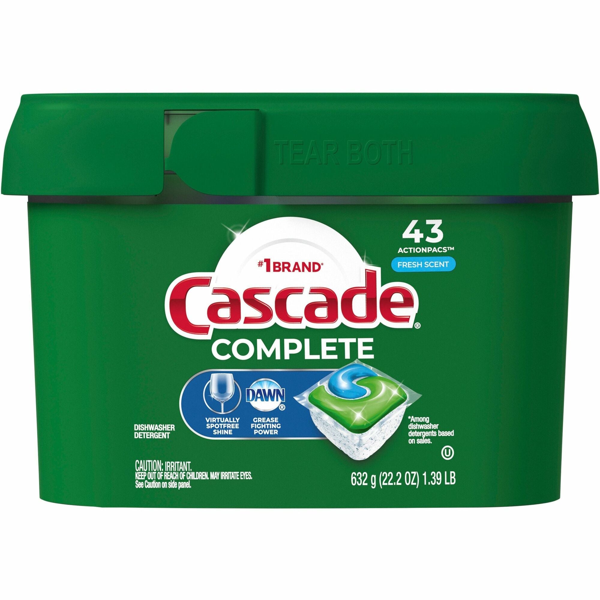 Cascade Complete Fresh ActionPacs - For Dish - Liquid - 22.50 oz (1.41 lb) - Fresh Scent - Green - 43 / Pack
