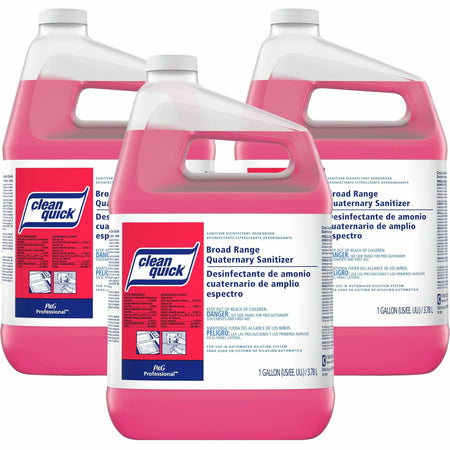 P&G Clean Quick Quaternary Sanitizer - Concentrate - 128 fl oz (4 quart) - Rinse-free - Red - 3 / Carton