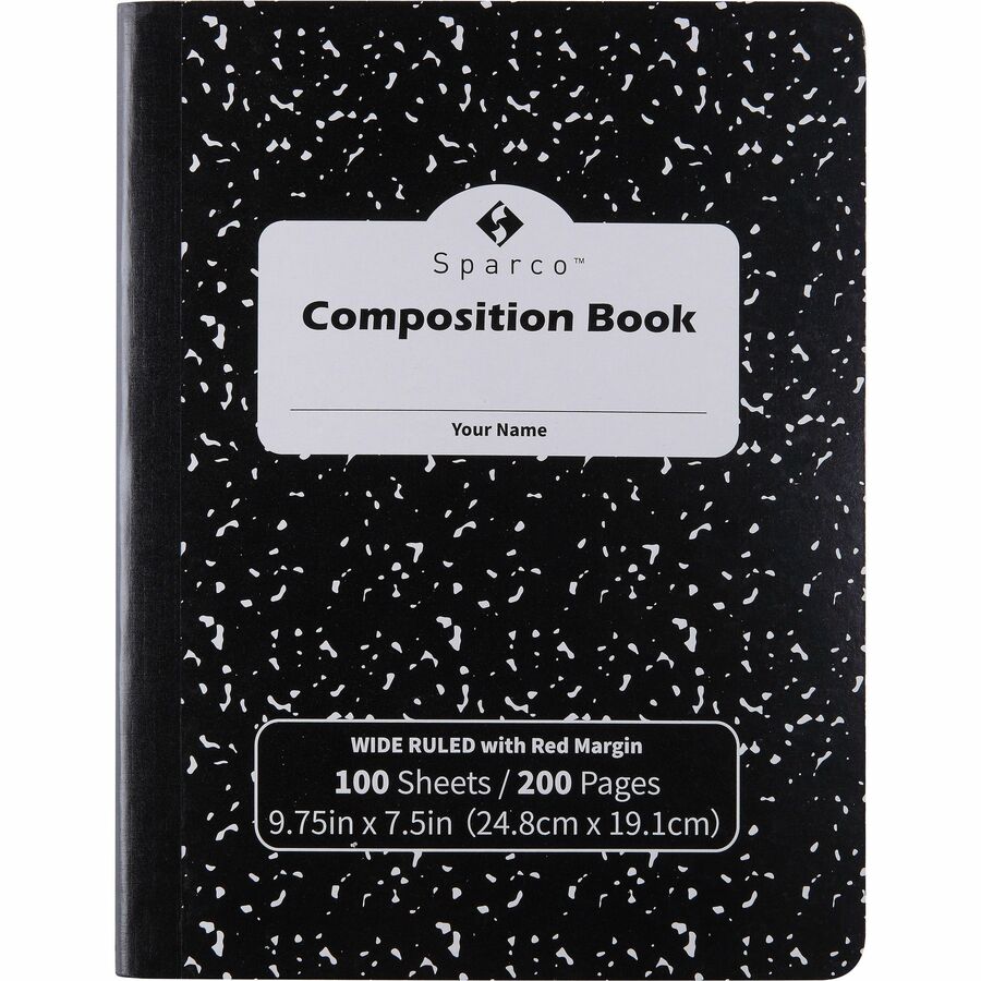 Sparco Composition Notebook - 100 Sheets - Letter - Black Cover - 12 / Pack