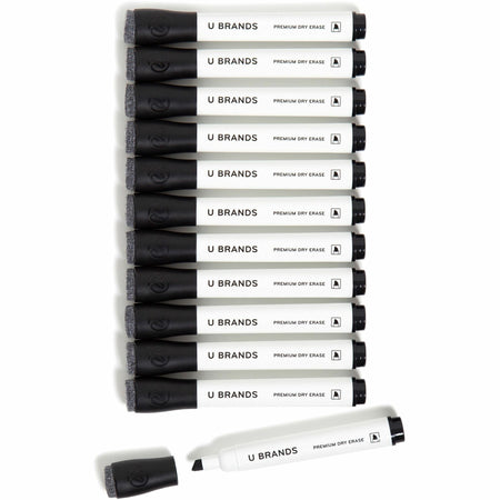 U Brands Chisel Tip Dry-Erase Markers - Black Ink - 12 / Pack