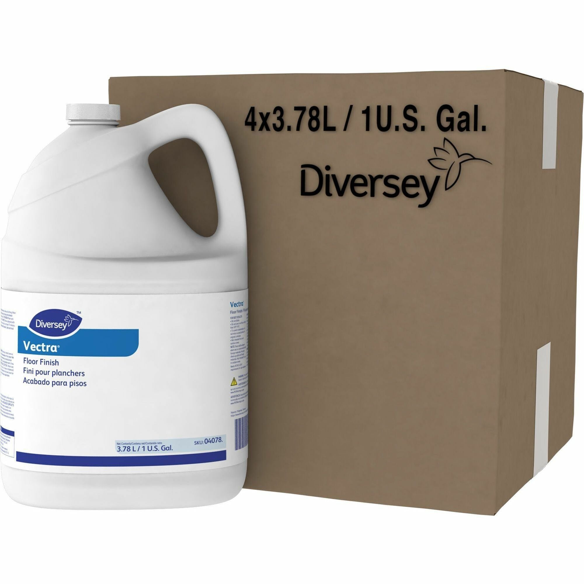 Diversey Vectra Floor Finish - Ready-To-Use - 128 fl oz (4 quart) - 8.6 pH - Ammonia Scent - Durable, Dirt Resistant, Black Mark Resistant, Scratch Resistant, Scuff Resistant - Off White - 4 / Carton
