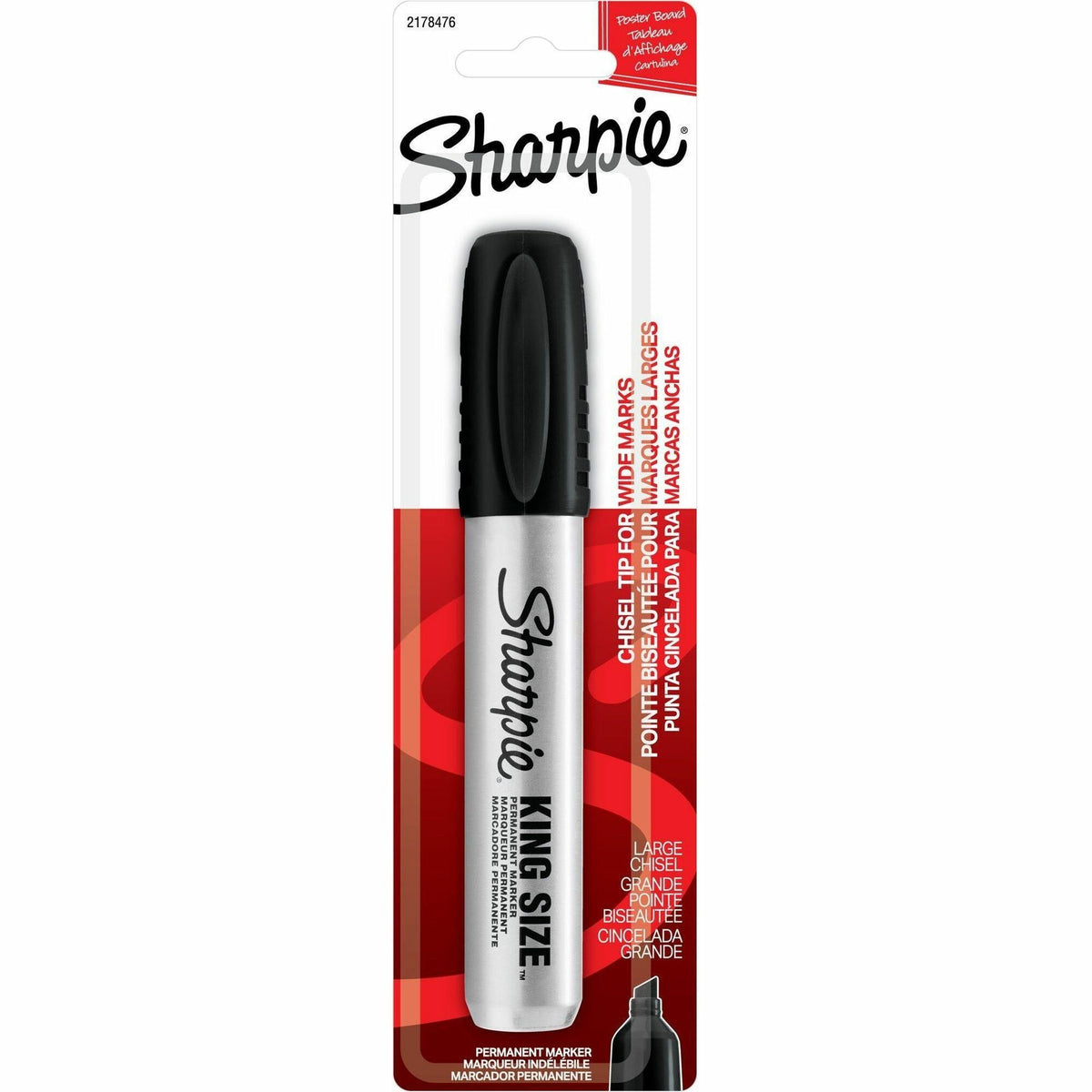 Sharpie Permanent Marker - Chisel Marker Point - Black Ink - Aluminum, Plastic Barrel - Felt Tip - 1 Each