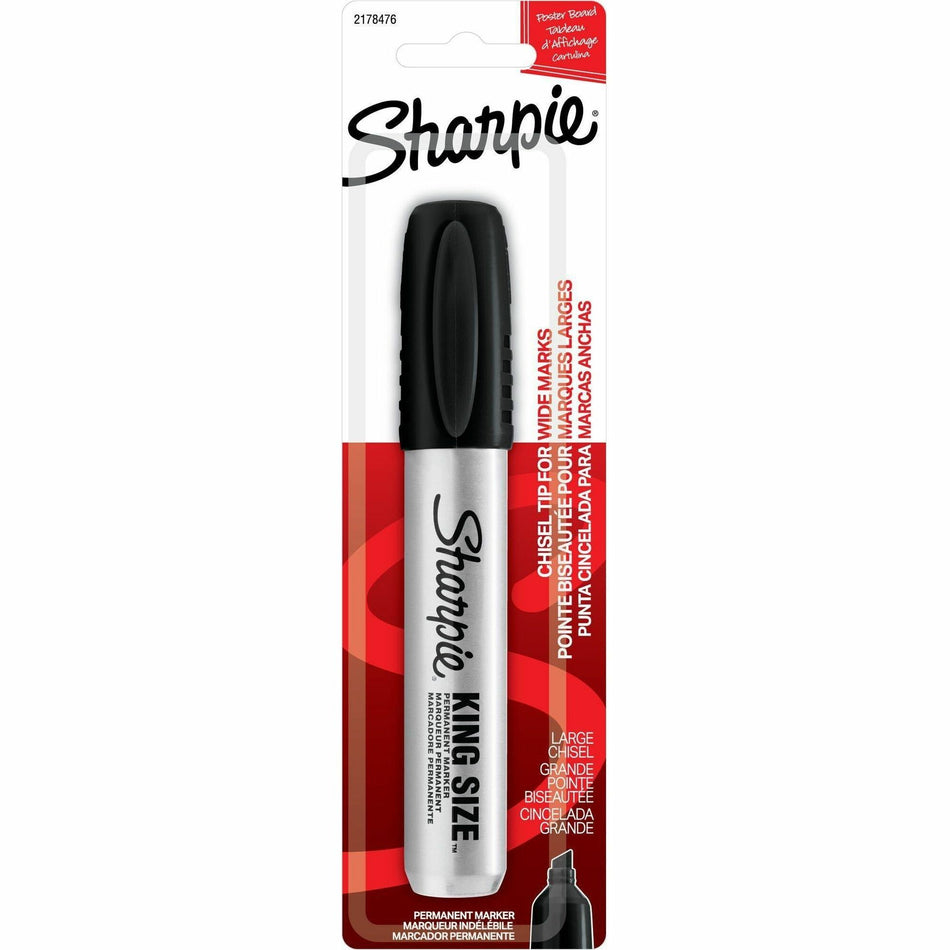 Sharpie Permanent Marker - Chisel Marker Point - Black Ink - Aluminum, Plastic Barrel - Felt Tip - 1 Each