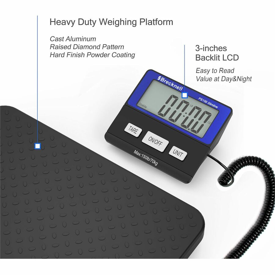 Brecknell PS Slimline Series - 150 lb / 70 kg Maximum Weight Capacity - Black