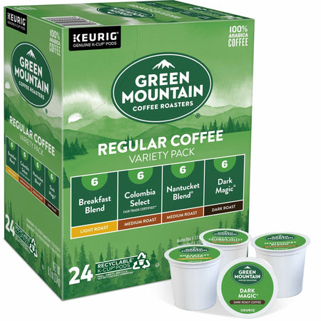 Green Mountain Coffee Roasters® K-Cup Regular Coffee Variety Pack - Compatible with Keurig Brewer - Light/Medium/Dark - K-Cup - 24 / Box