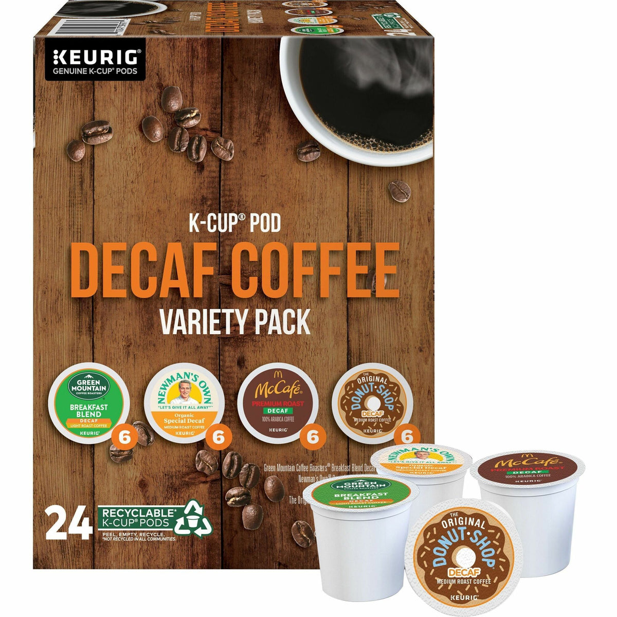 Keurig K-Cup Decaf Coffee Variety Pack - Compatible with Keurig Brewer - Light/Medium - K-Cup - Decaf - 24 / Box