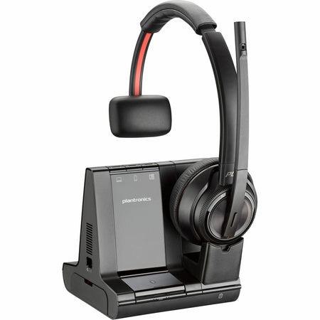 Poly Savi 8210 Office DECT 1920-1930 MHz Single Ear Headset - Mono - USB Type A, RJ-11 - Wired/Wireless - Bluetooth/DECT - 590 ft - 32 Ohm - 20 Hz to 20 kHz - On-ear, Over-the-head - Monaural - Ear-cup - Noise Cancelling Microphone - Black
