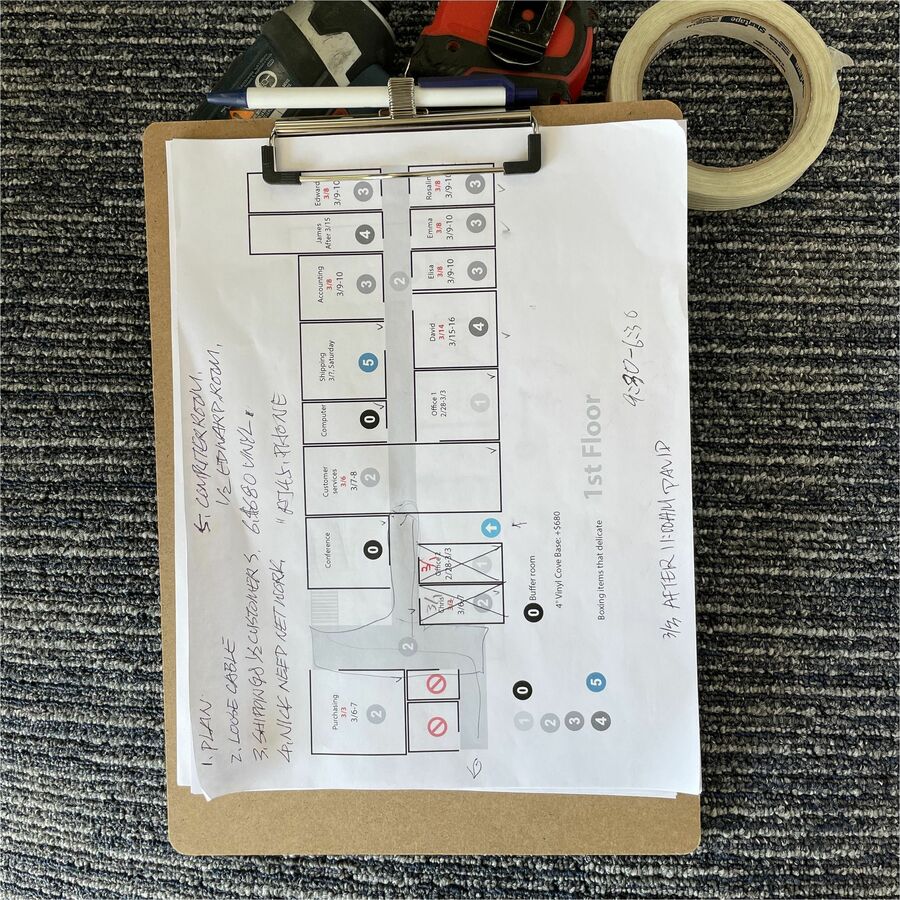 Officemate Low Profile Wood Letter Size Clipboard w Pen Holder - 11" x 8 1/2" Sheet Size - Wood - Brown - 6 / Pack