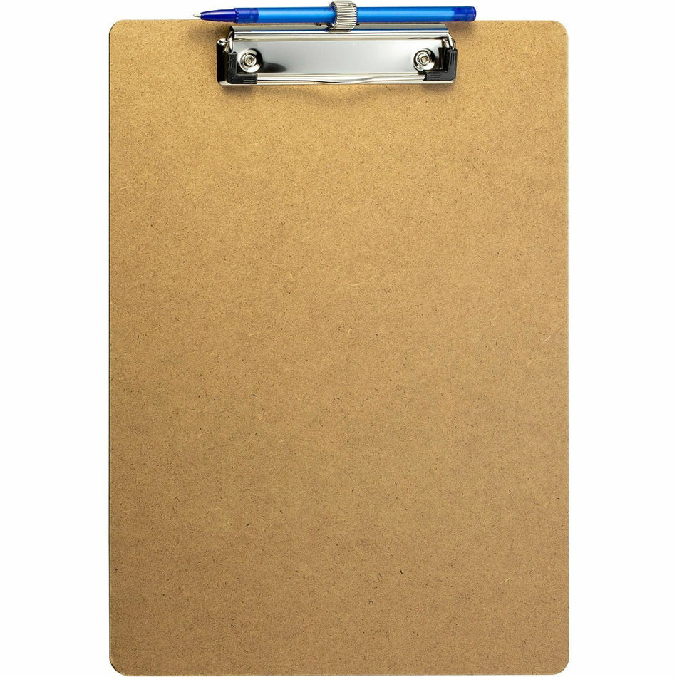 Officemate Low Profile Wood Letter Size Clipboard w Pen Holder - 11" x 8 1/2" Sheet Size - Wood - Brown - 6 / Pack