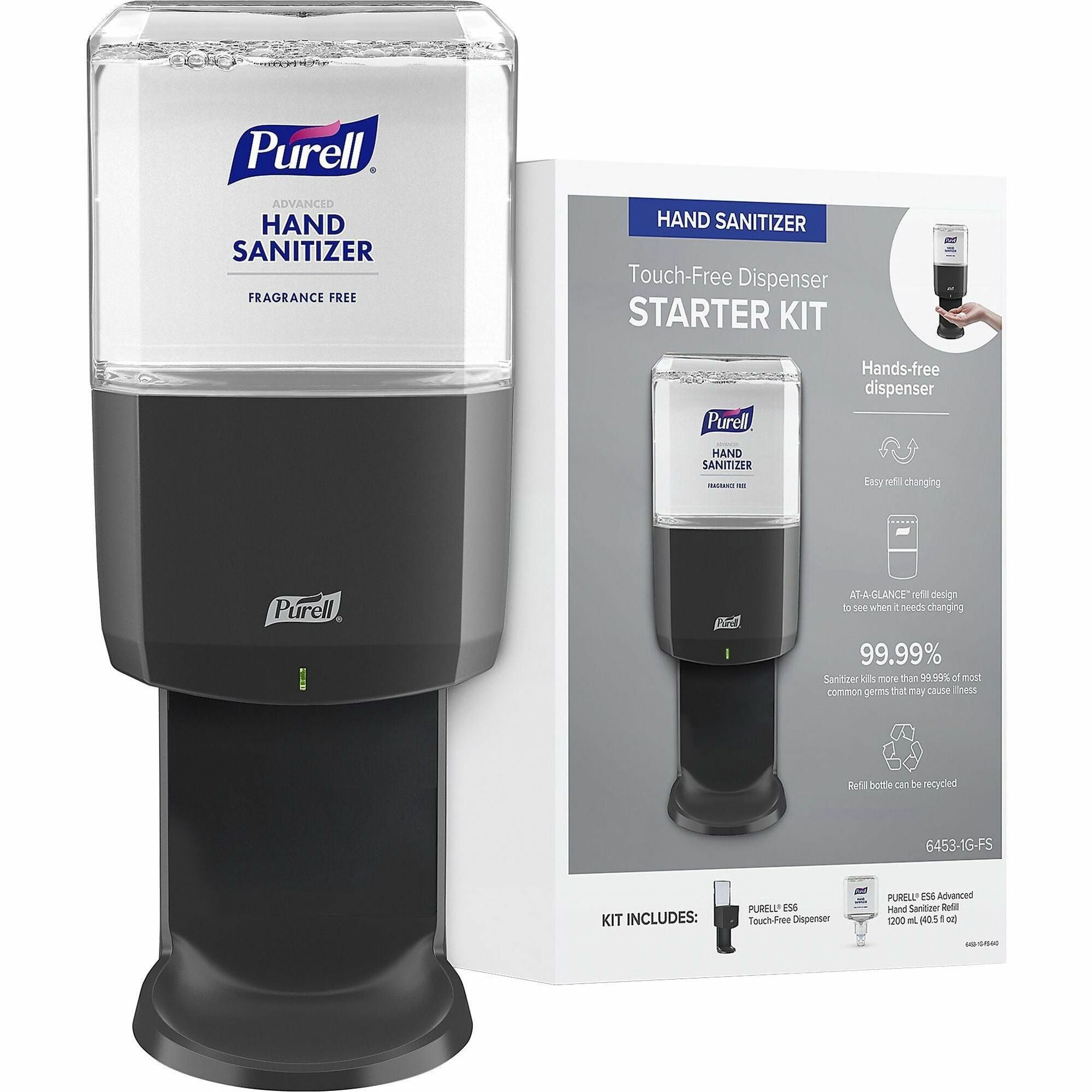 PURELL® ES6 Touchless Hand Sanitizer Dispenser Kit - 1.27 quart Capacity - Touch-free, Hygienic, Durable, Long Lasting, Wall Mountable - Graphite - 1 / Carton