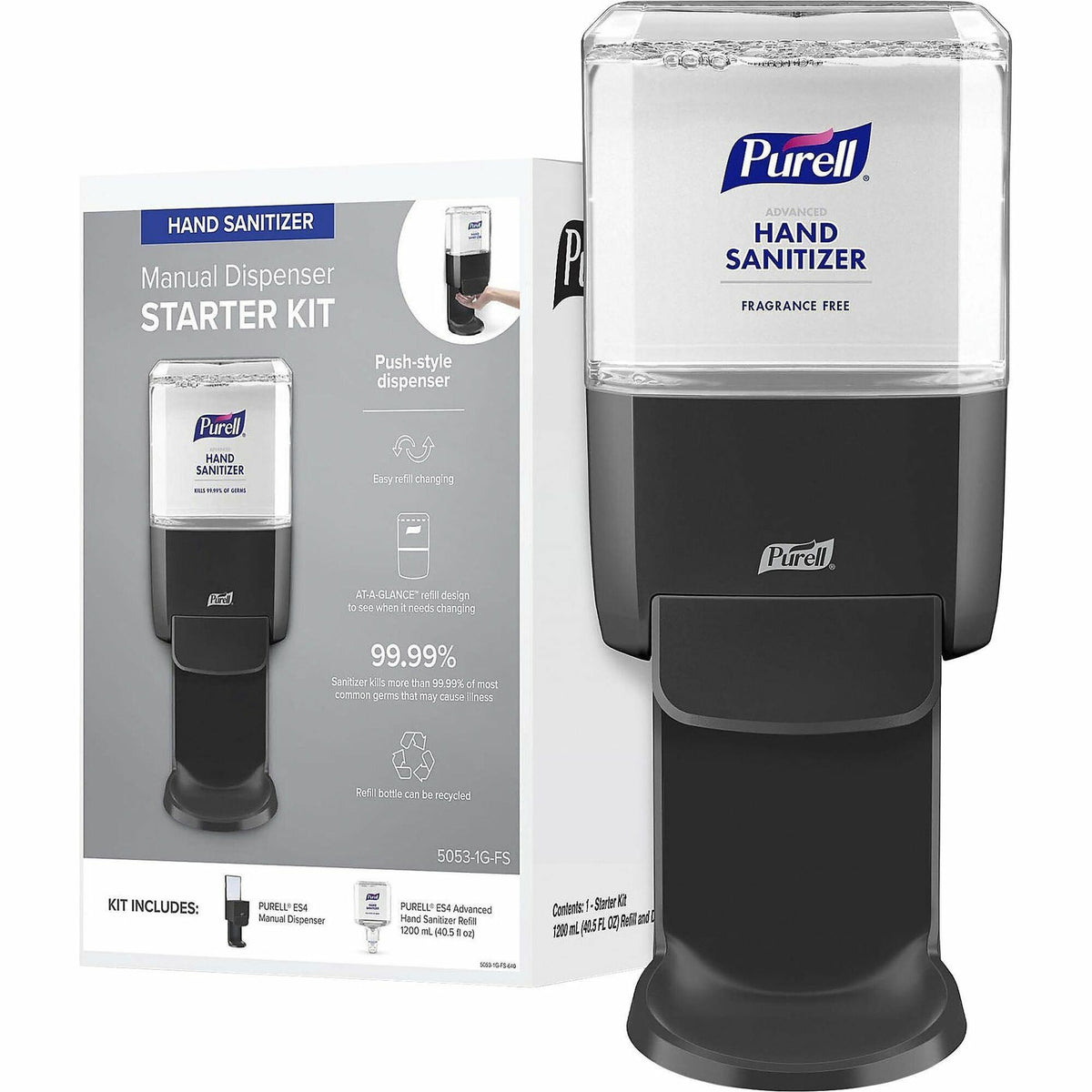 Gojo® ES4 Push Hand Sanitizer Dispenser Kit - Hygienic & Durable - Graphite - Skin Care Dispensers Refills
