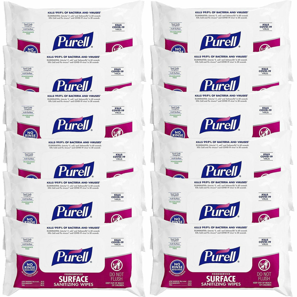 PURELL® Foodservice Surface Sanitizing Wipes - White - 72.0 Per Packet - 12 / Carton