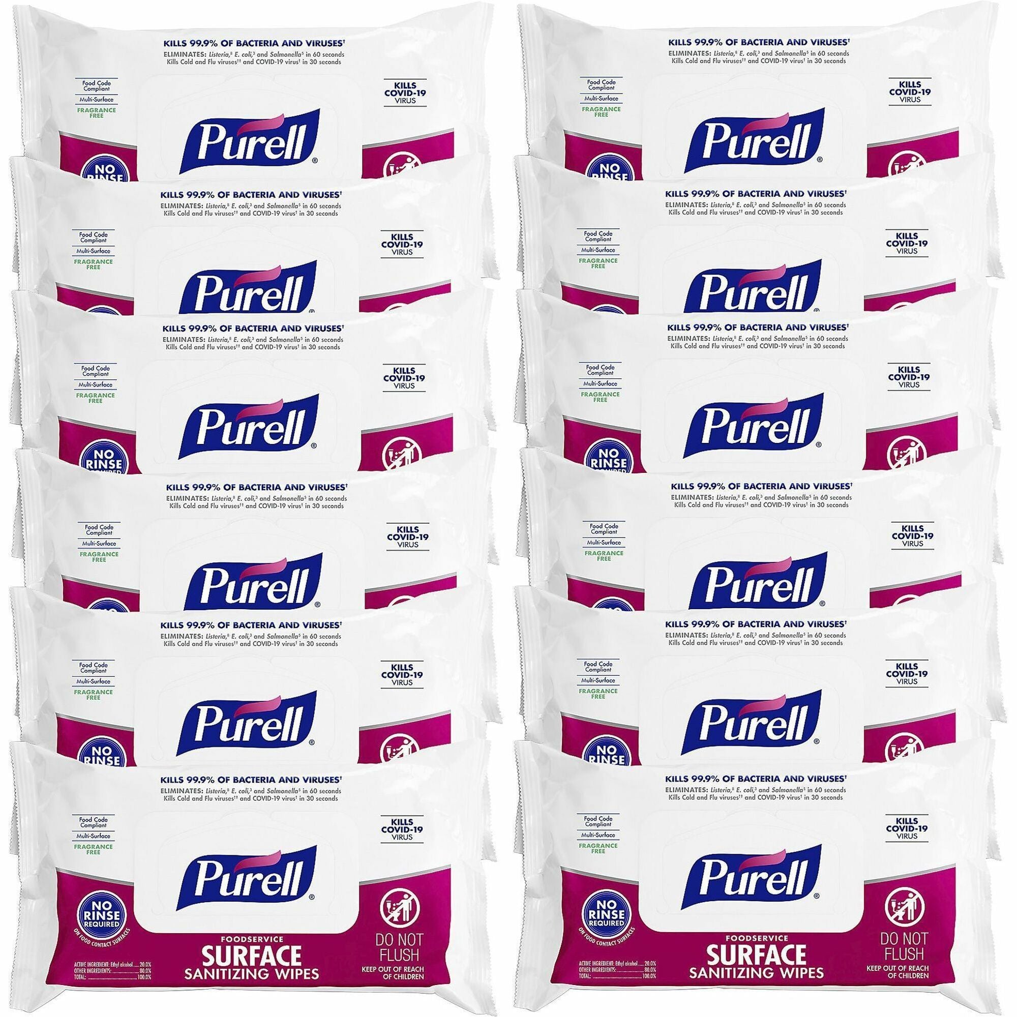 PURELL® Foodservice Surface Sanitizing Wipes - White - 72.0 Per Packet - 12 / Carton