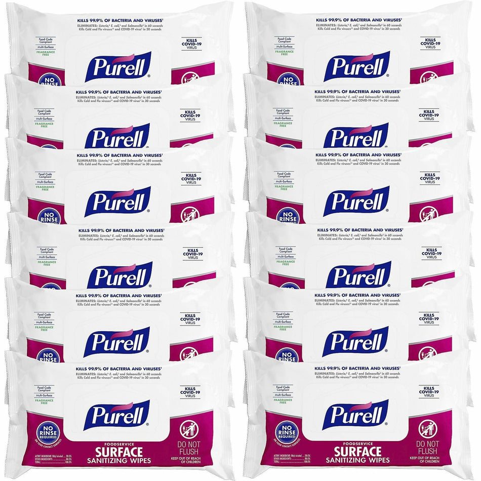 PURELL® Foodservice Surface Sanitizing Wipes - White - 72.0 Per Packet - 12 / Carton