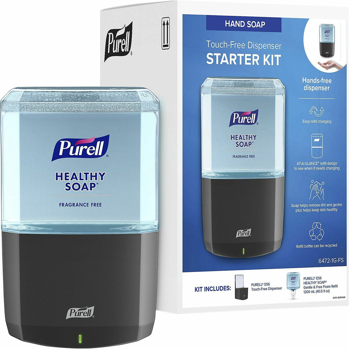 PURELL® ES6 Touch-Free Soap Dispenser Starter Kit - 1.27 quart Capacity - Touch-free, Hygienic, Durable, Long Lasting, Wall Mountable - Graphite - 1 / Carton