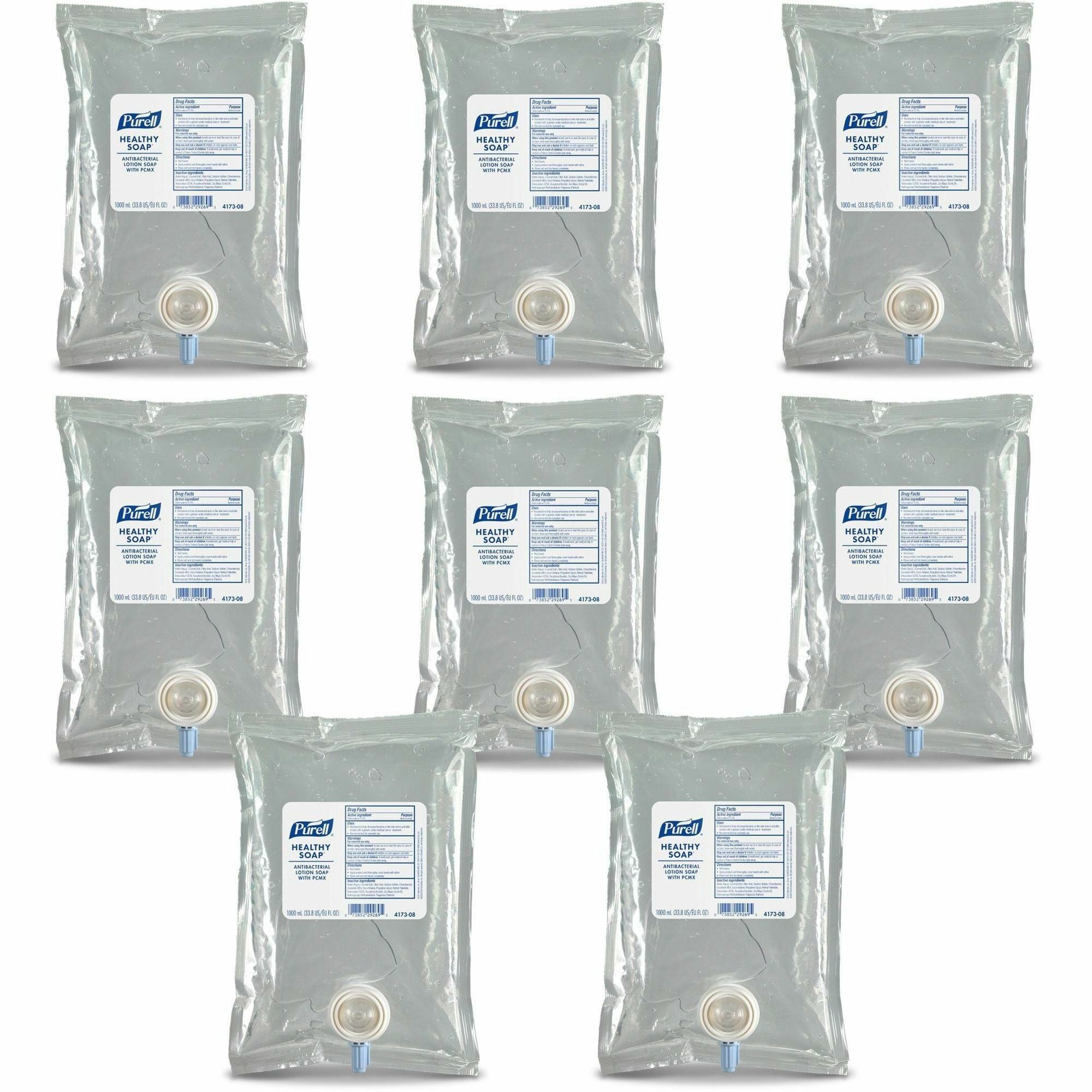 PURELL® HEALTHY SOAP PCXM Antibacterial Lotion Soap - 1.06 quart - Kill Germs - Hand, Skin - Antibacterial - Clear - Refillable, Triclosan-free - 8 / Carton