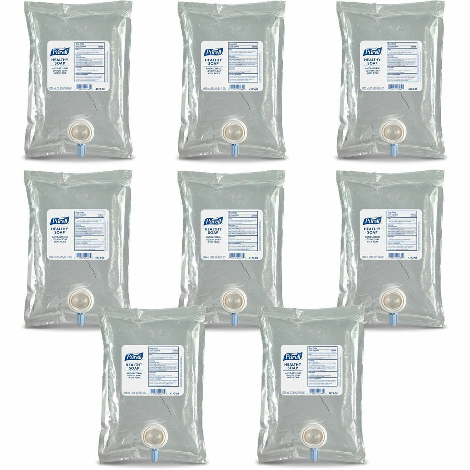 PURELL® HEALTHY SOAP PCXM Antibacterial Lotion Soap - 1.06 quart - Kill Germs - Hand, Skin - Antibacterial - Clear - Refillable, Triclosan-free - 8 / Carton