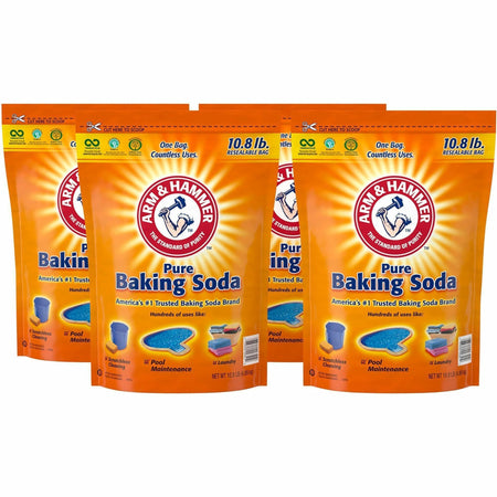 Arm & Hammer Pure Baking Soda - 172.80 oz (10.80 lb) - Resealable, Odor Neutralizer, Non-scratching, Deodorize - White Bag - 4 / Carton