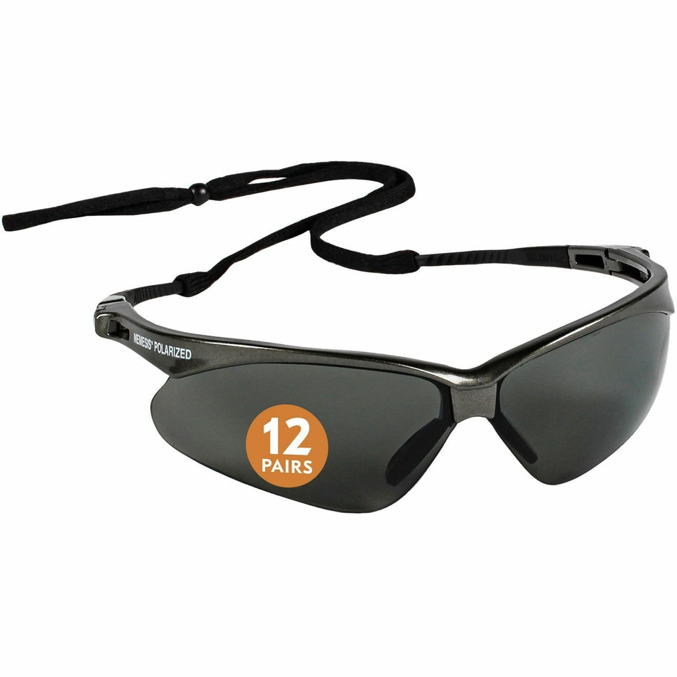 Kleenguard V30 Nemesis Safety Eyewear - Recommended for: Workplace, Home - UVA, UVB, UVC Protection - Polycarbonate - Durable, Lightweight, Wraparound Frame, Neck Cord - 12/Box - 12 / Carton